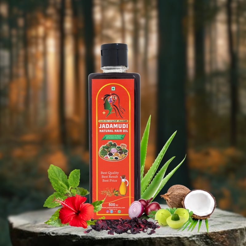 Jadamudi Natural Hair Oil (500 ml) – Traditional Herbal Hair Growth & Care Jadamudi Natural Hair Oil (500 ml) – Traditional Herbal Hair Growth & Care